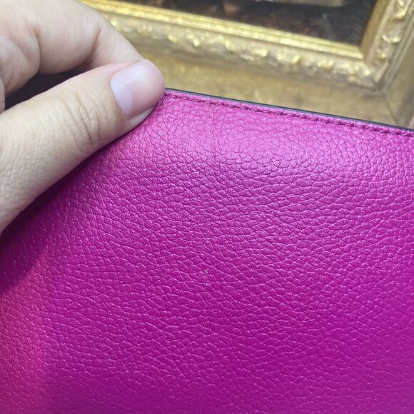 MICHAEL KORS MK Jet Set LG CLUTCH Zip Wristlet Wallet Pomegranate Purple Leather - Picture 5 of 12